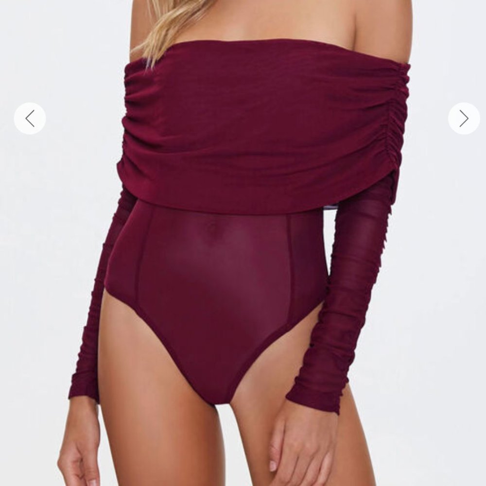 Off-the-Shoulder Mesh Bodysuit